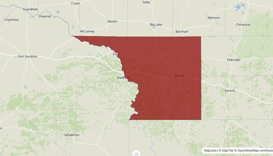 Map preview of Crockett County, TX - Population Change 2020-2023 (Total)