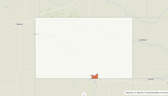 Map preview of Dallam County, TX - Population Change 2020-2023 (%)