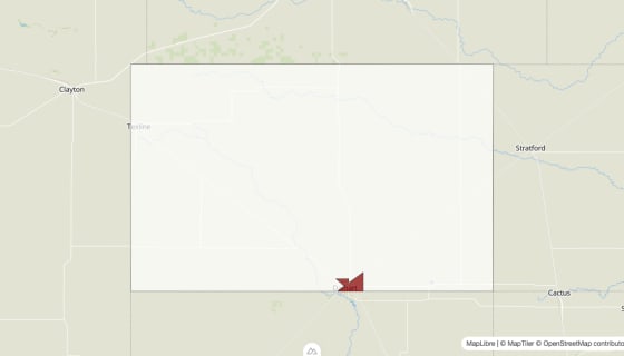 Map preview of Dallam County, TX - Population Change 2020-2023 (Total)