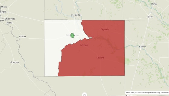 Map preview of Dimmit County, TX - Population Change 2010-2023 (Total)
