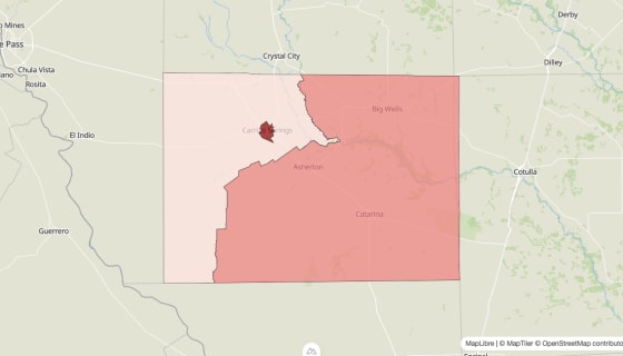 Map preview of Dimmit County, TX - Population Change 2020-2023 (Total)