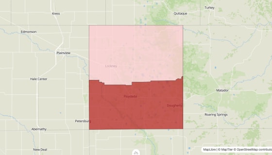 Map preview of Floyd County, TX - Population Change 2010-2023 (Total)