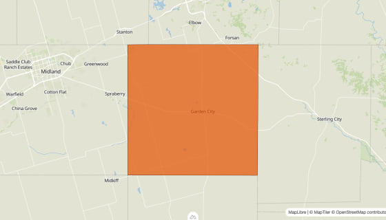 Map preview of Glasscock County, TX - Population Change 2010-2023 (%)