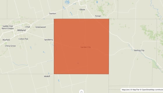 Map preview of Glasscock County, TX - Population Change 2020-2023 (%)