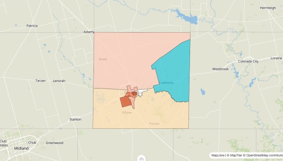 Map preview of Howard County, TX - Population Change 2020-2023 (%)