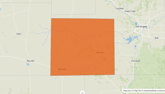 Map preview of Irion County, TX - Population Change 2010-2023 (%)