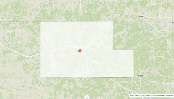 Map preview of Kimble County, TX - Population Change 2010-2023 (%)