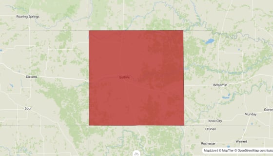 Map preview of King County, TX - Population Change 2010-2023 (Total)