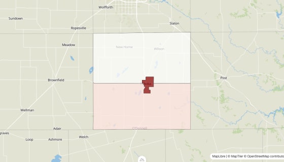 Map preview of Lynn County, TX - Population Change 2020-2023 (Total)