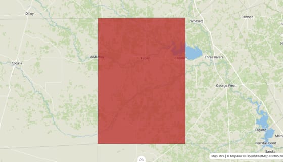 Map preview of McMullen County, TX - Population Change 2010-2023 (Total)