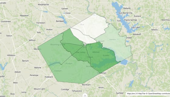 Map preview of Navarro County, TX - Population Change 2010-2023 (Total)