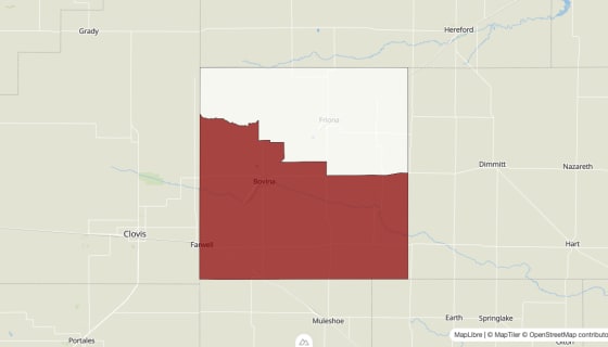 Map preview of Parmer County, TX - Population Change 2020-2023 (Total)
