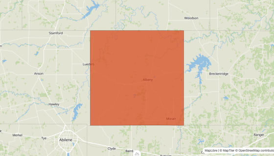 Map preview of Shackelford County, TX - Population Change 2020-2023 (%)