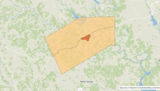 Map preview of Somervell County, TX - Population Change 2010-2023 (%)