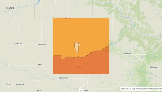 Map preview of Swisher County, TX - Population Change 2010-2023 (%)