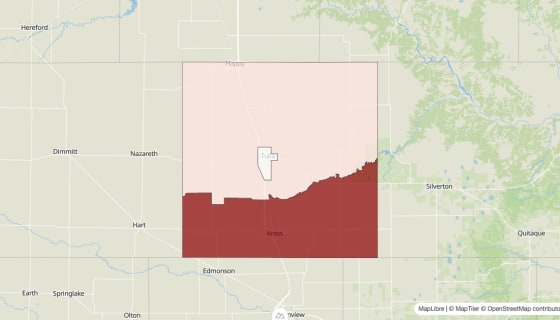 Map preview of Swisher County, TX - Population Change 2020-2023 (Total)