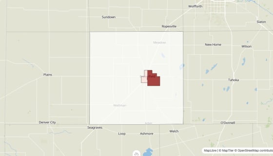 Map preview of Terry County, TX - Population Change 2020-2023 (Total)