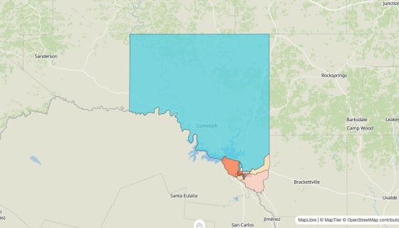 Map preview of Val Verde County, TX - Population Change 2020-2023 (%)