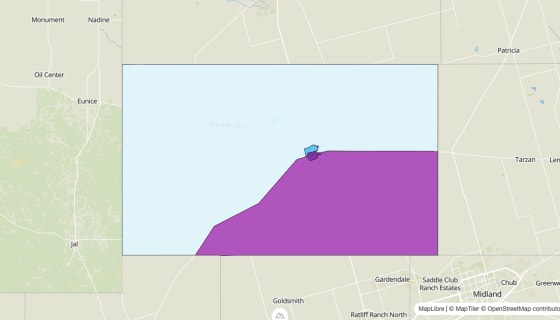Map preview of Andrews County, TX - Median Age