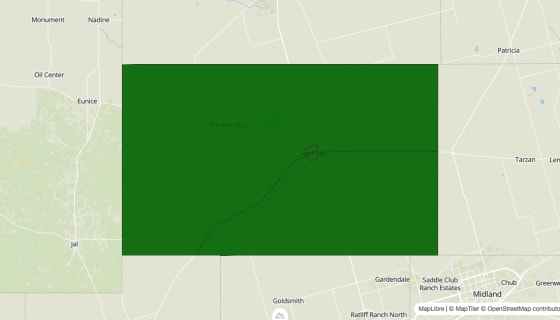 Map preview of Andrews County, TX - Poverty Rate