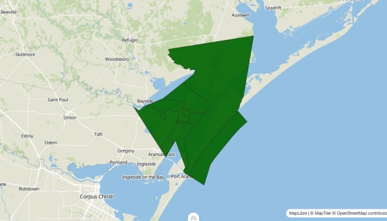 Map preview of Aransas County, TX - Poverty Rate