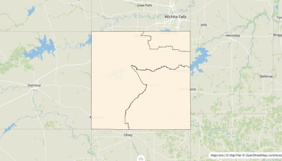 Map preview of Archer County, TX - Bachelor's Degree Rate