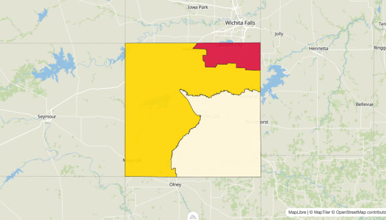 Map preview of Archer County, TX - Median Gross Rent