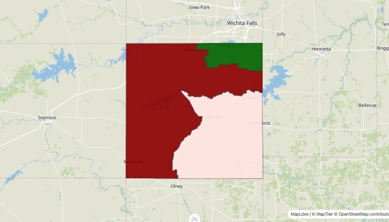Map preview of Archer County, TX - Median Household Income