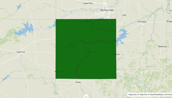 Map preview of Archer County, TX - Poverty Rate