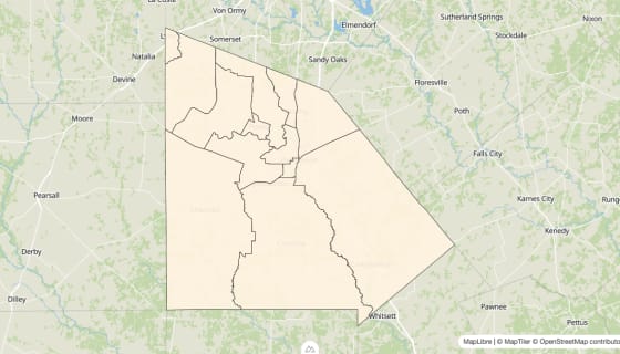 Map preview of Atascosa County, TX - Bachelor's Degree Rate