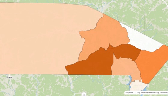 Map preview of Bandera County, TX - Population by Census Tract (2023)