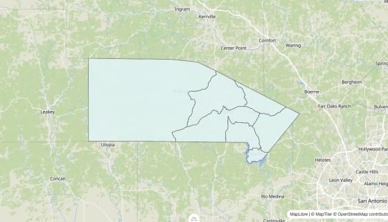 Map preview of Bandera County, TX - Unemployment Rate