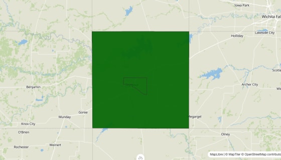 Map preview of Baylor County, TX - Poverty Rate