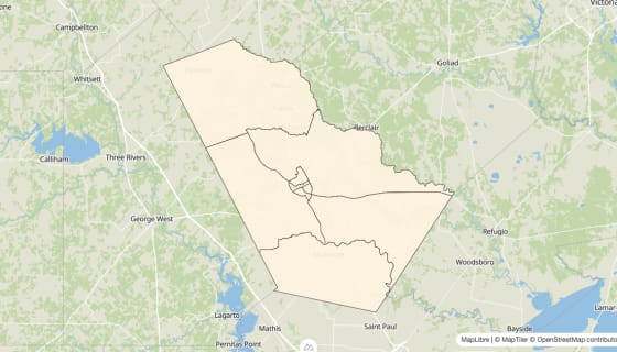 Map preview of Bee County, TX - Bachelor's Degree Rate