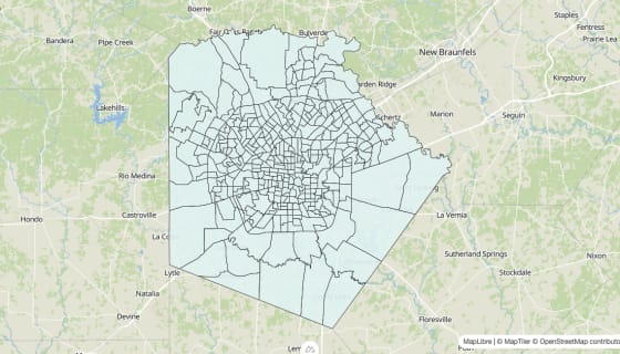 Map preview of Bexar County, TX - Unemployment Rate