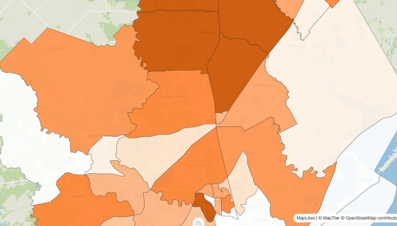 Map preview of Brazoria County, TX - Population by Census Tract (2023)
