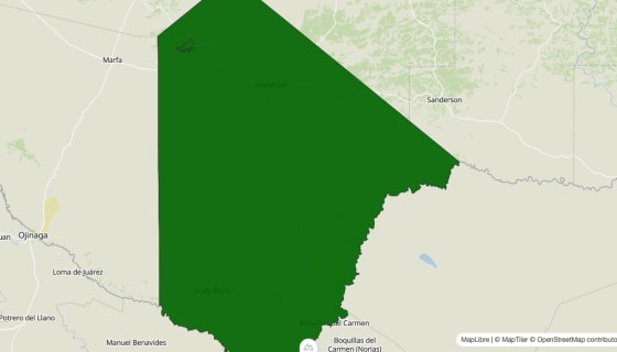 Map preview of Brewster County, TX - Poverty Rate