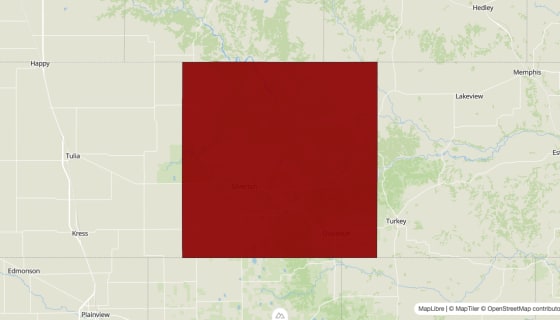 Map preview of Briscoe County, TX - Median Household Income