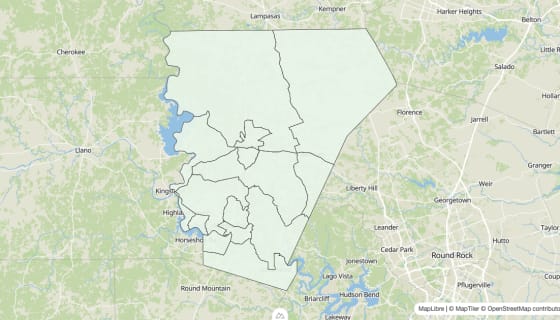 Map preview of Burnet County, TX - Housing Vacancy Rate