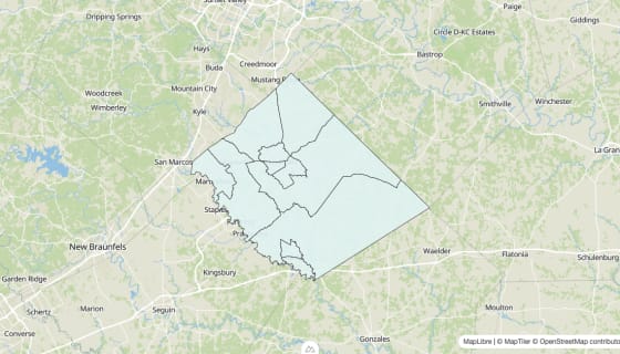 Map preview of Caldwell County, TX - Unemployment Rate