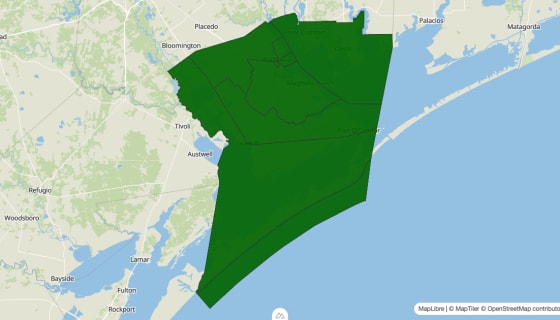 Map preview of Calhoun County, TX - Poverty Rate