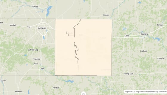 Map preview of Callahan County, TX - Bachelor's Degree Rate