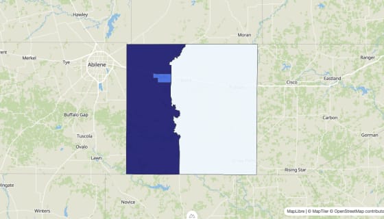 Map preview of Callahan County, TX - Median Home Value