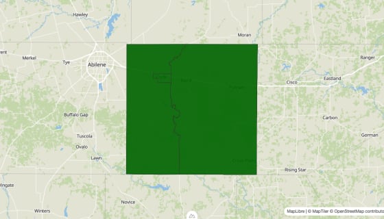 Map preview of Callahan County, TX - Poverty Rate