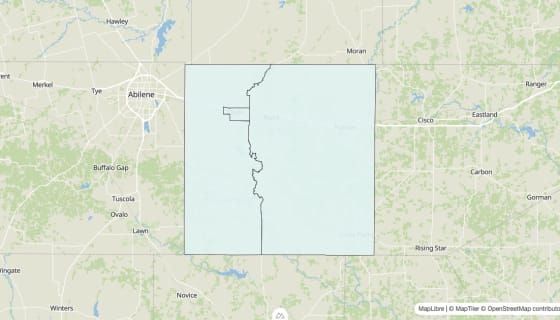 Map preview of Callahan County, TX - Unemployment Rate