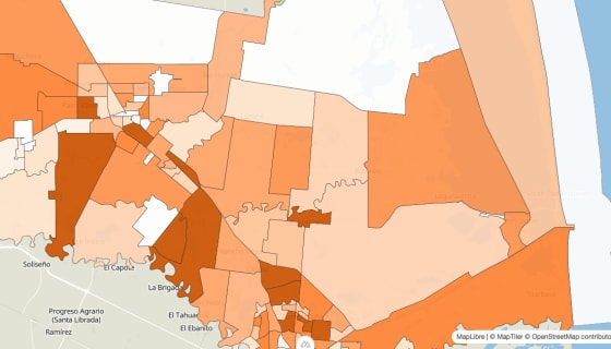 Map preview of Cameron County, TX - Population by Census Tract (2023)