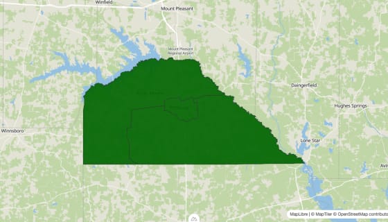 Map preview of Camp County, TX - Poverty Rate