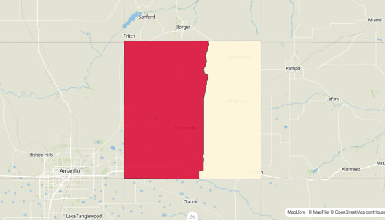 Map preview of Carson County, TX - Median Gross Rent