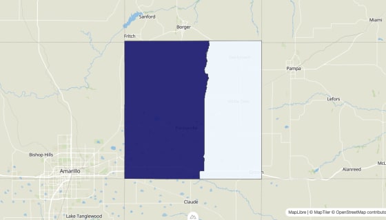 Map preview of Carson County, TX - Median Home Value