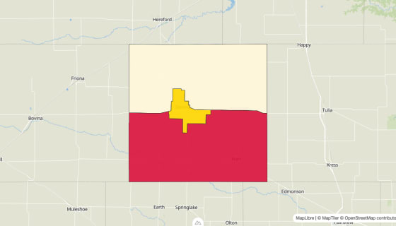 Map preview of Castro County, TX - Median Gross Rent